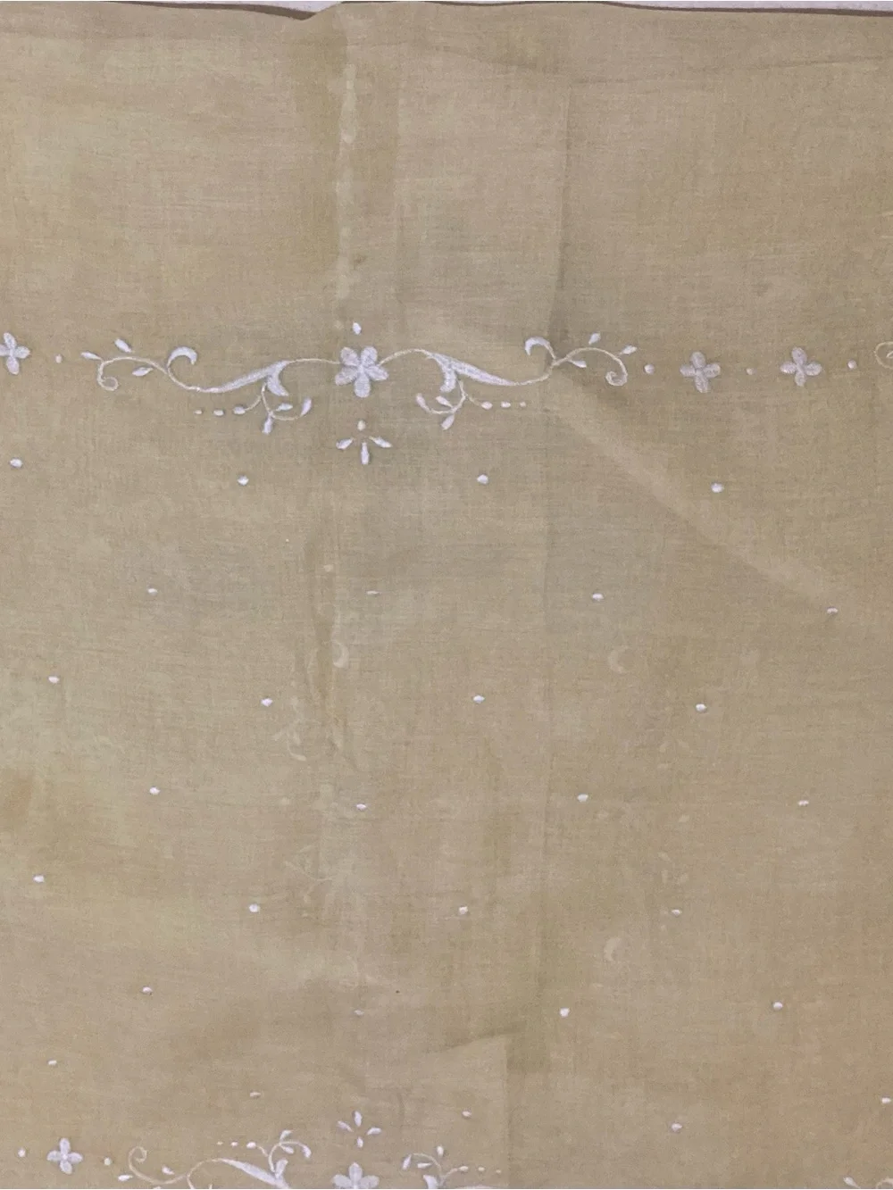 Butter Cream Embroidered Sheer Tablecloth /Napkins - Set of 8